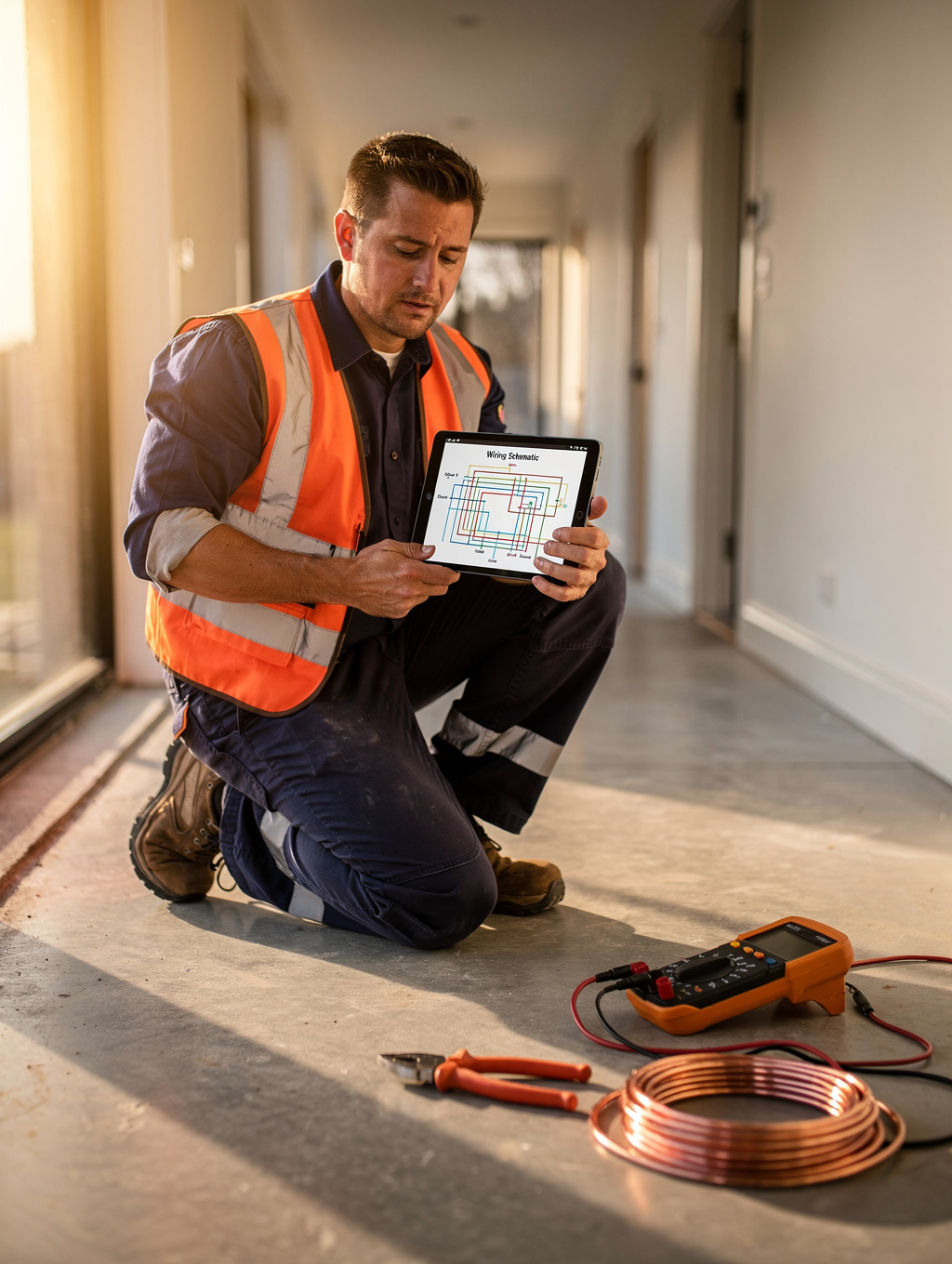 Electrical contractor field operations with automated dispatch and customer communications system in action
