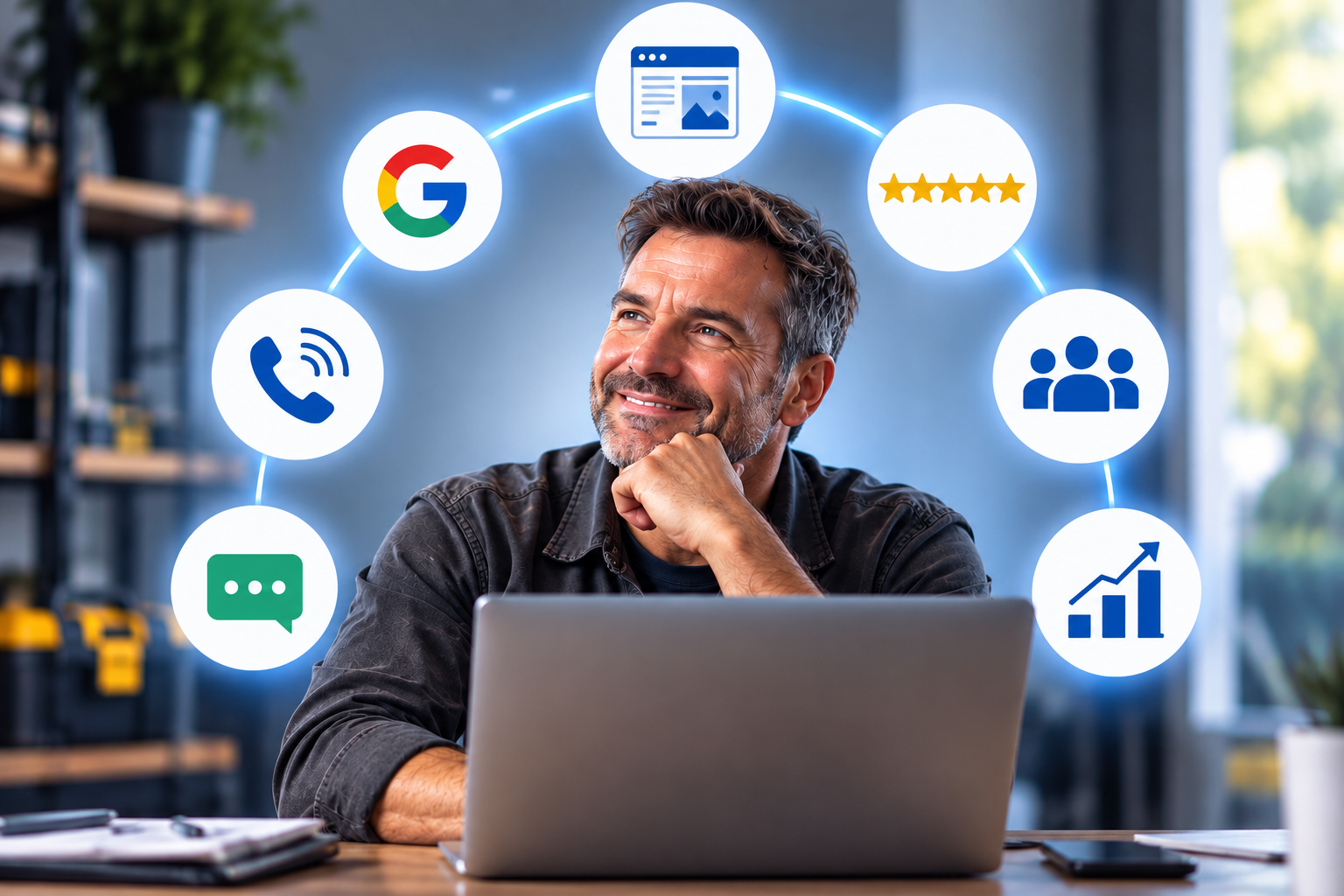 VoltEdge One Connected Marketing System showing integrated website, search visibility, lead generation, and customer communication.