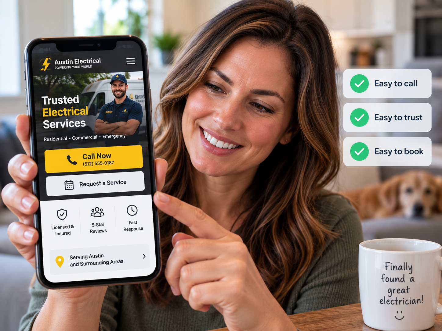 VoltEdge Digital contractor website design showing clear call and booking interface